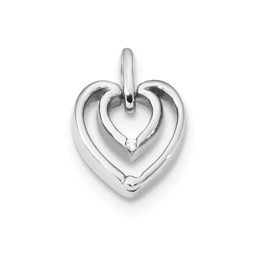 14K Weißgold Anhänger mit echtem Diamant