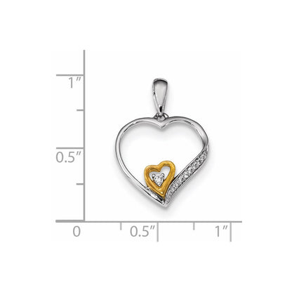 14K Weiß-/Gelbgold Echt-Diamant-Anhänger
