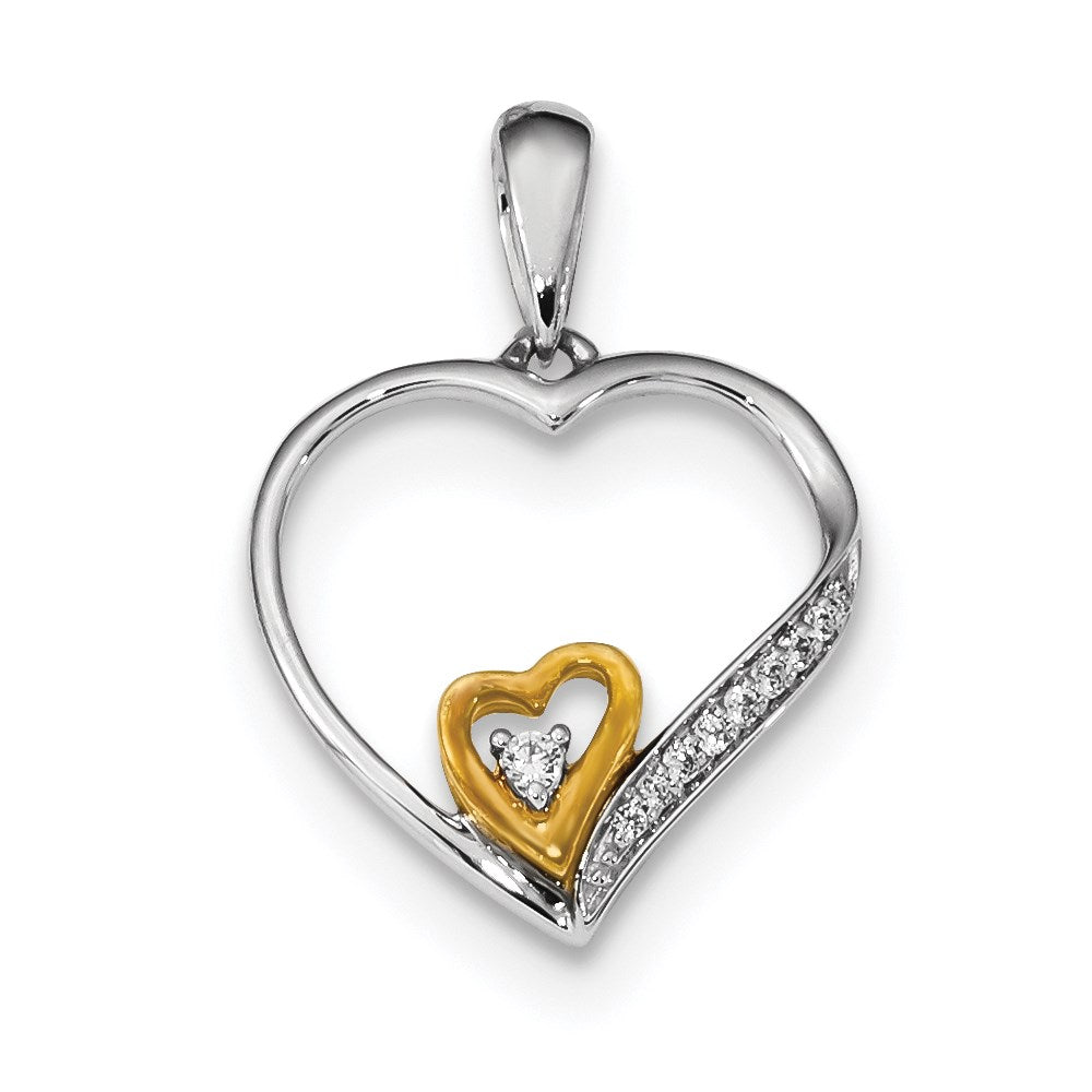 14K Weiß-/Gelbgold Echt-Diamant-Anhänger