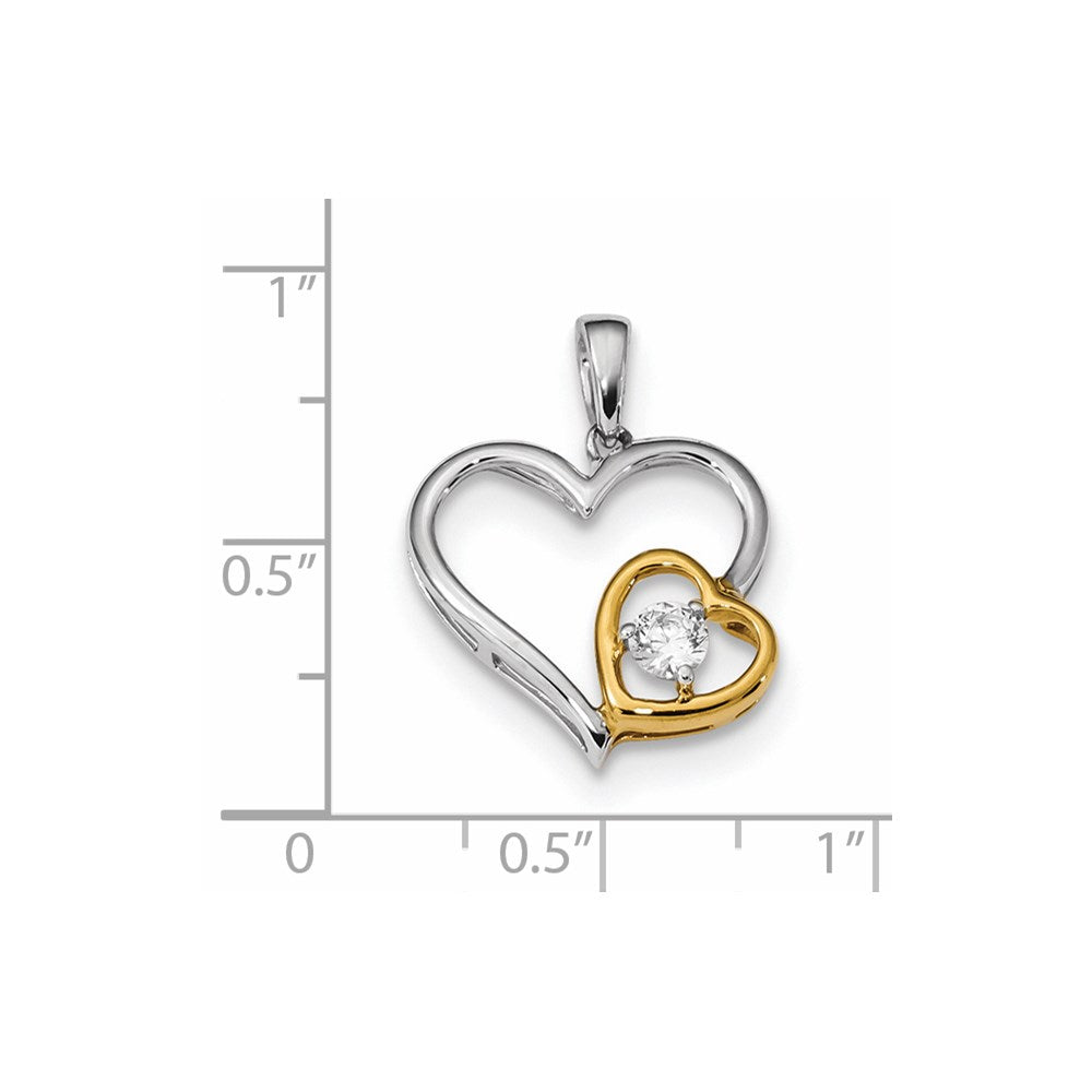 14k Weiß-/Gelbgold Anhänger mit echtem Diamant