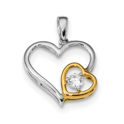 14k Weiß-/Gelbgold Anhänger mit echtem Diamant