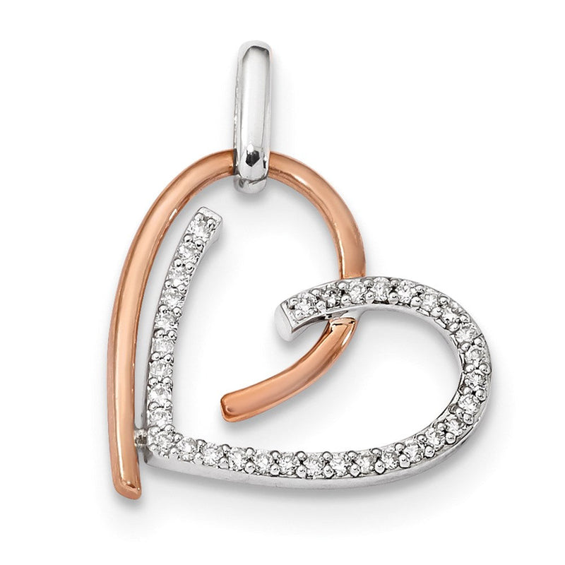 14K Weiß-/Roségold Diamantanhänger