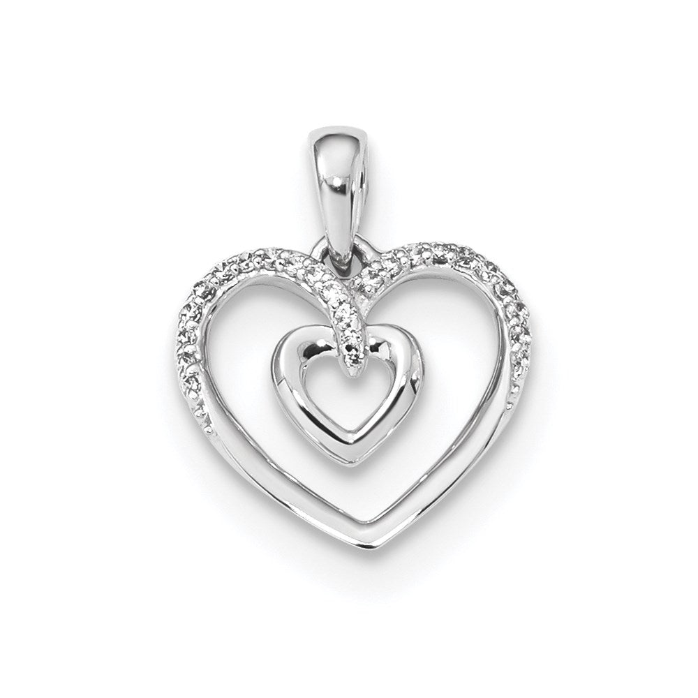 14K Weißgold Anhänger mit echtem Diamant