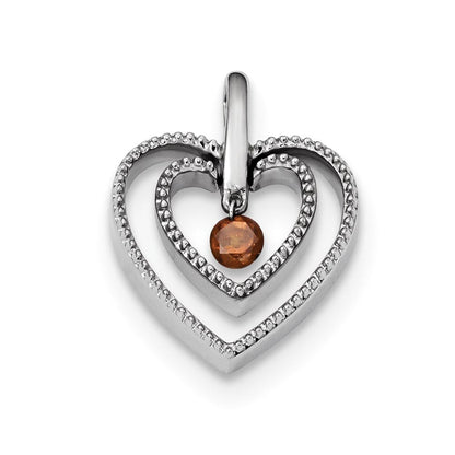 14K Weißgold Anhänger mit Rubin und Diamant