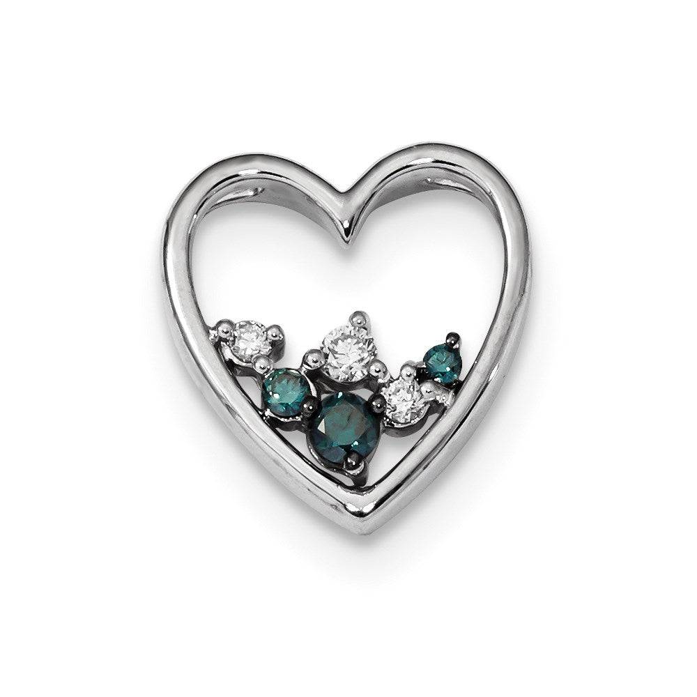 14K Weißgold Blau/white Echt Diamant Kette Anhänger