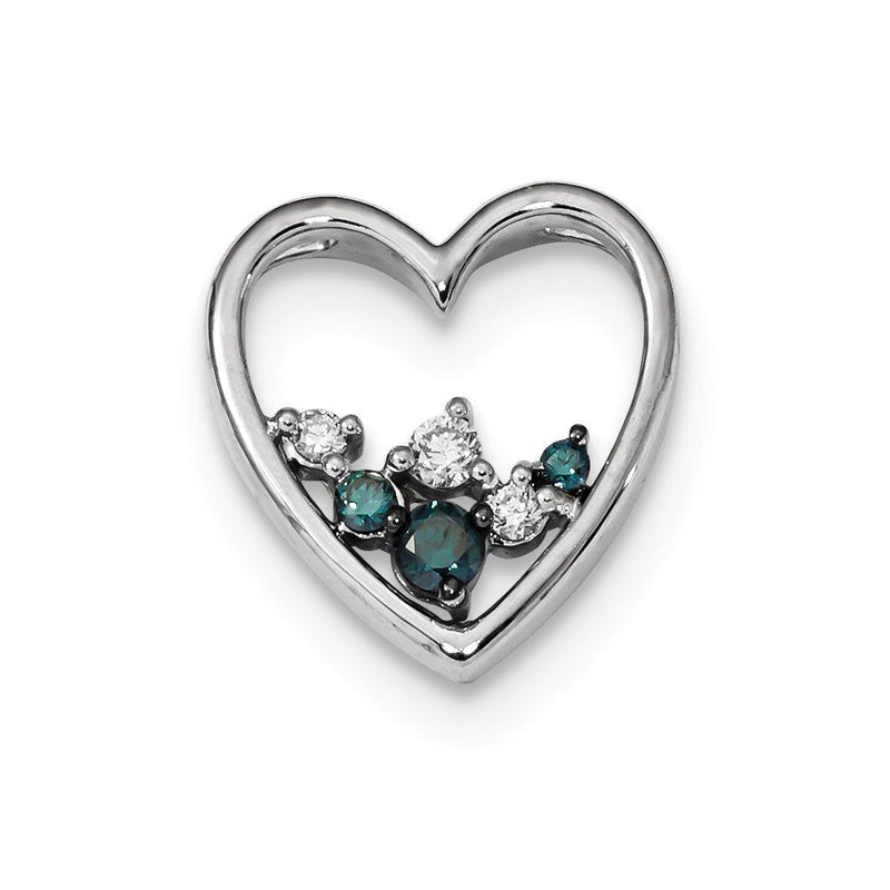 14K Weißgold Blau/white Echt Diamant Kette Anhänger