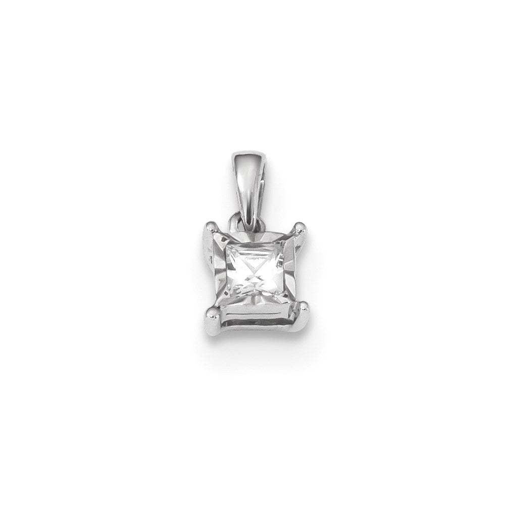 14K Weißgold Anhänger mit echtem Diamant