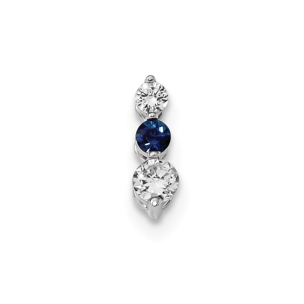 14K Weißgold Anhänger mit blauen/weißen echten Diamanten