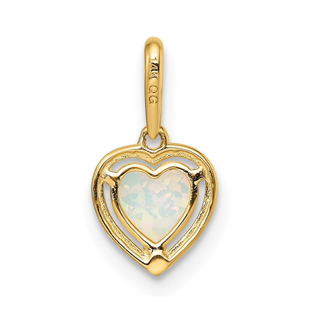 14K Gelbgold 14K Im Labor Erzeugt Opal Herz Anhänger