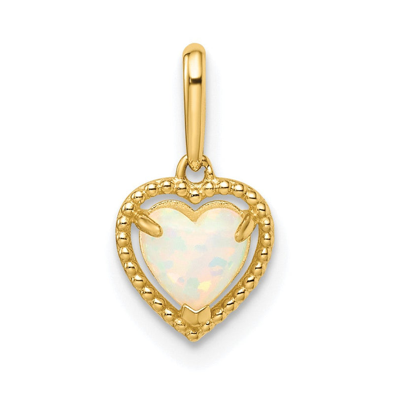 14K Gelbgold 14K Im Labor Erzeugt Opal Herz Anhänger