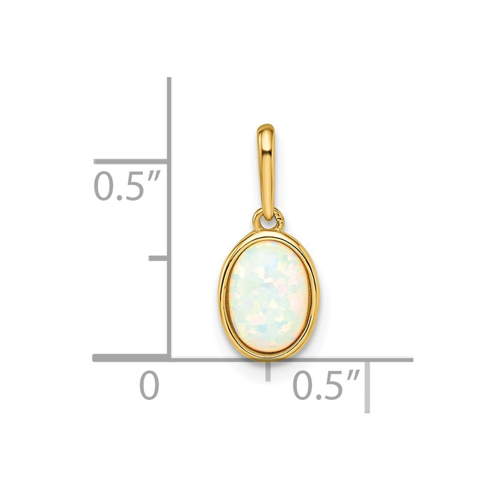 14K Gelbgold 14K Im Labor Erzeugt Opal Anhänger