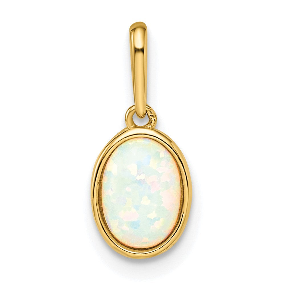 14K Gelbgold 14K Im Labor Erzeugt Opal Anhänger