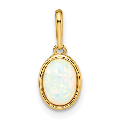 14K Gelbgold 14K Im Labor Erzeugt Opal Anhänger