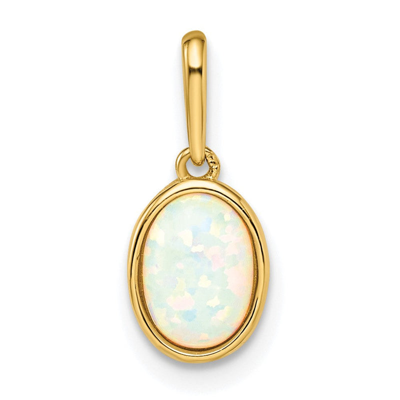 14K Gelbgold 14K Im Labor Erzeugt Opal Anhänger