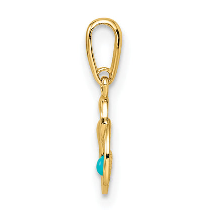 14K Gelbgold 14K Synthetisch Türkis Kreis Anhänger