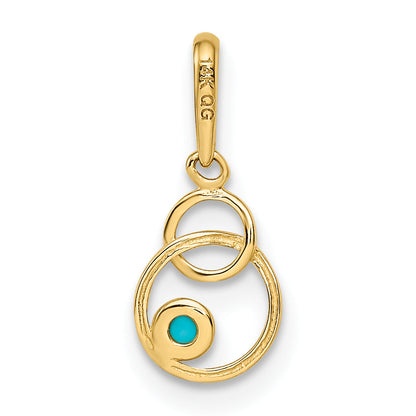 14K Gelbgold 14K Synthetisch Türkis Kreis Anhänger