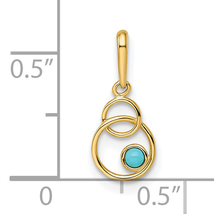 14K Gelbgold 14K Synthetisch Türkis Kreis Anhänger