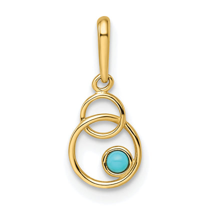 14K Gelbgold 14K Synthetisch Türkis Kreis Anhänger