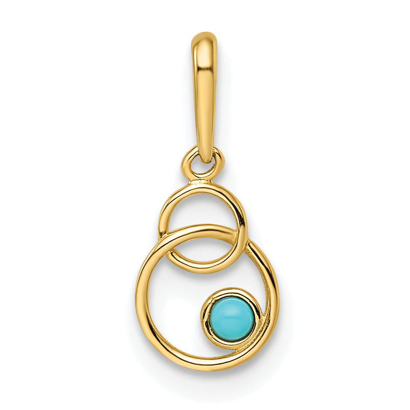 14K Gelbgold 14K Synthetisch Türkis Kreis Anhänger