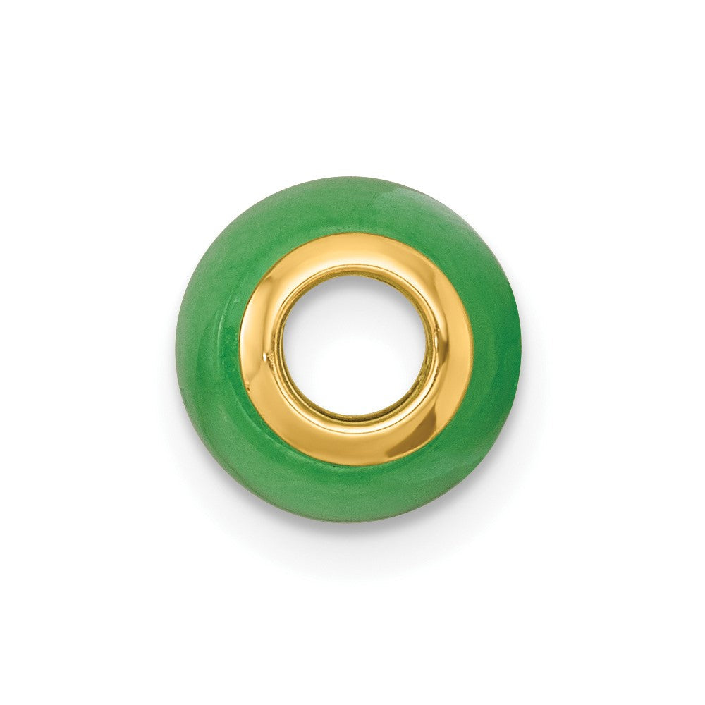 14K Gelbgold Poliert Jade Oval Perle Anhänger
