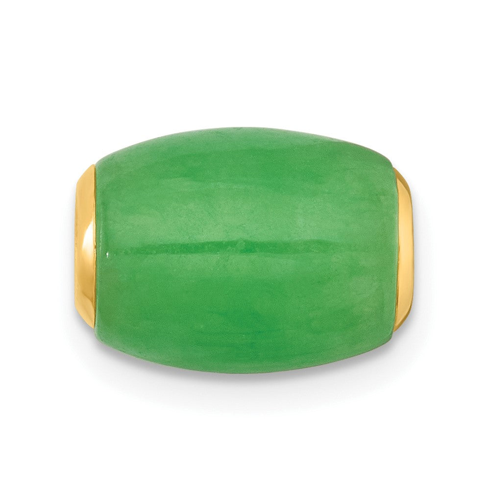 14K Gelbgold Poliert Jade Oval Perle Anhänger