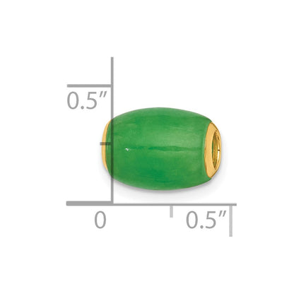 14K Gelbgold Poliert Jade Oval Perle Anhänger