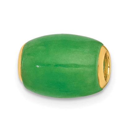 14K Gelbgold Poliert Jade Oval Perle Anhänger