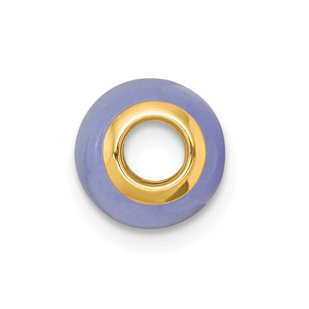 14K Gelbgold Poliert Lavender Jade Oval Perle Anhänger
