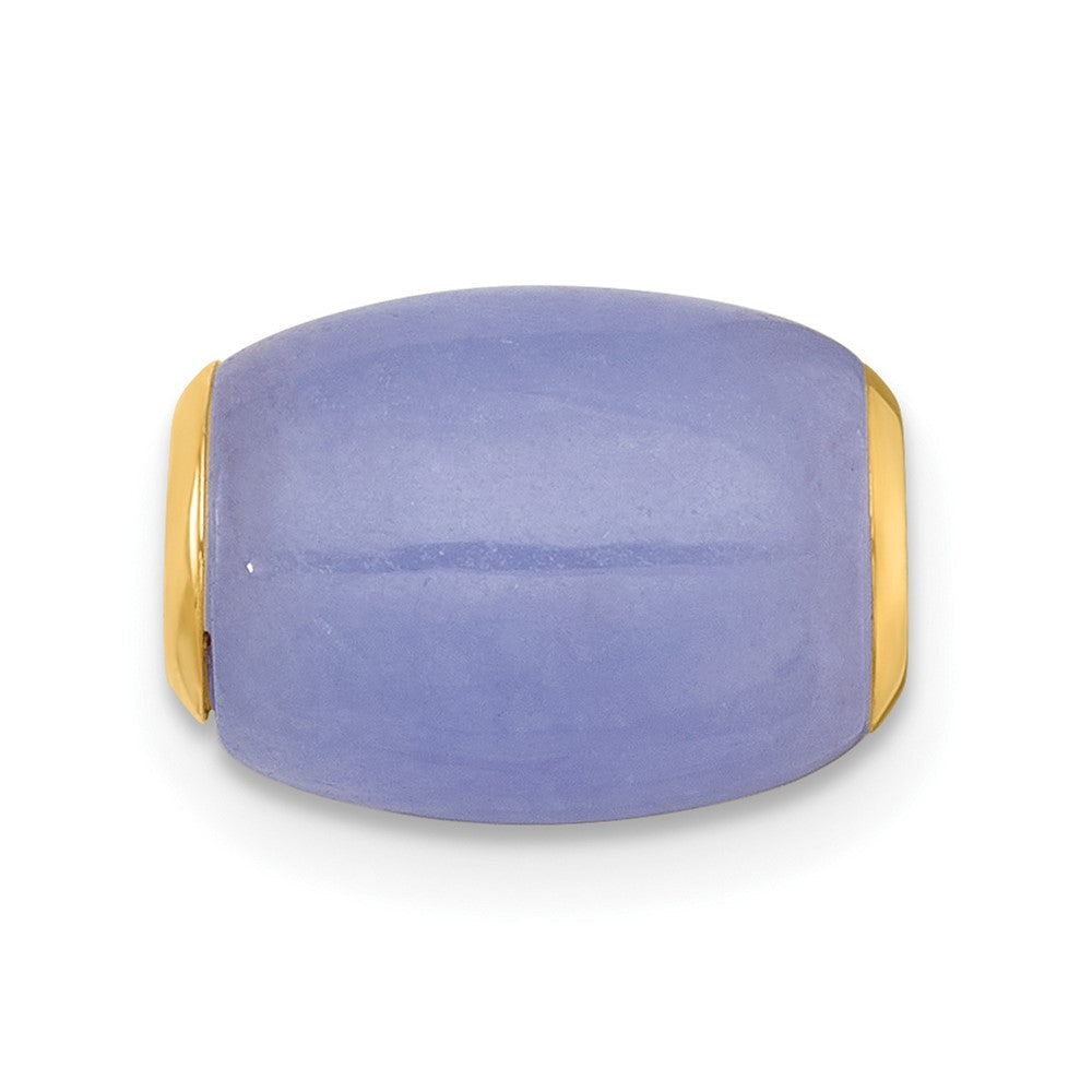 14K Gelbgold Poliert Lavender Jade Oval Perle Anhänger