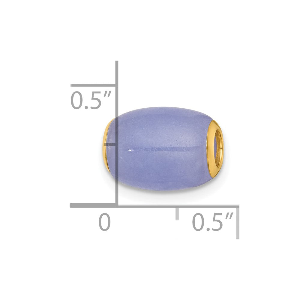 14K Gelbgold Poliert Lavender Jade Oval Perle Anhänger