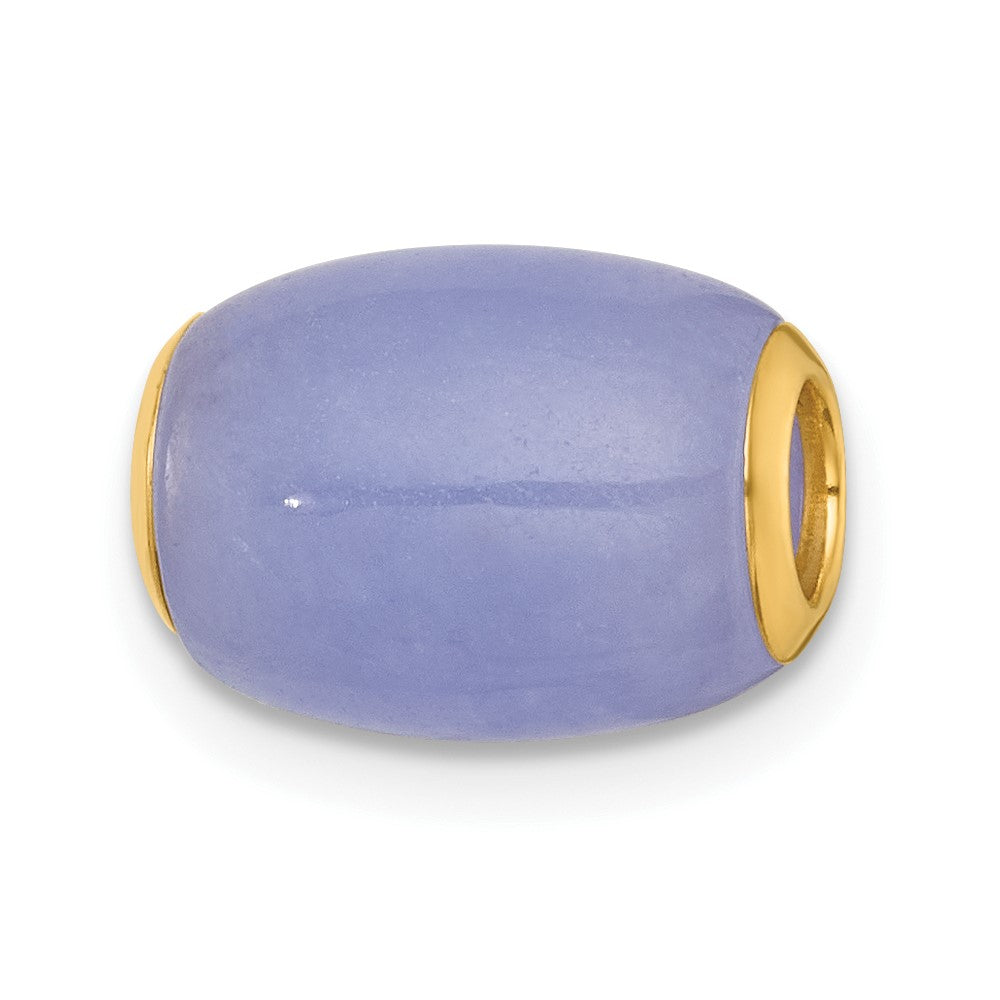 14K Gelbgold Poliert Lavender Jade Oval Perle Anhänger
