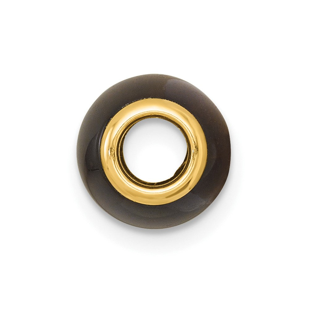 14K Gelbgold Poliert Tiger Auge Oval Perle Anhänger