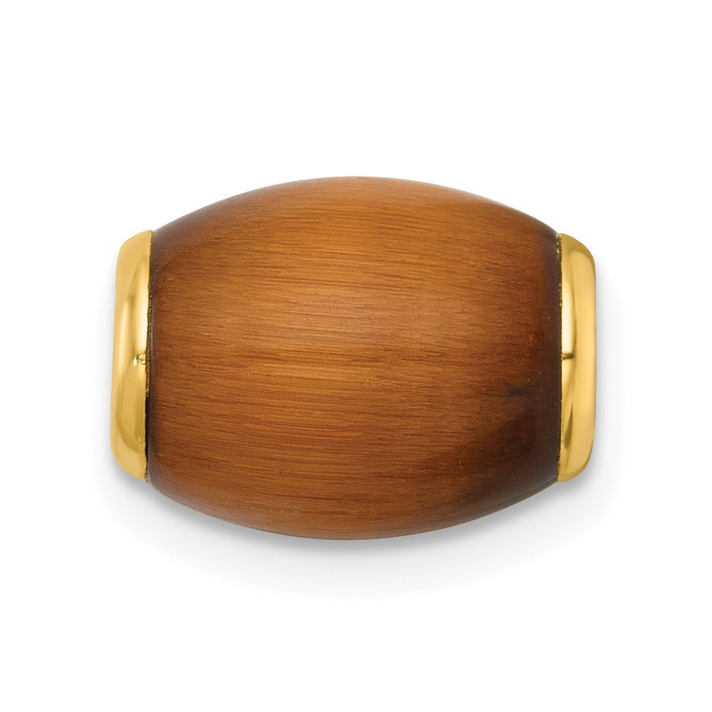 14K Gelbgold Poliert Tiger Auge Oval Perle Anhänger