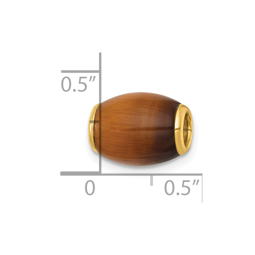 14K Gelbgold Poliert Tiger Auge Oval Perle Anhänger