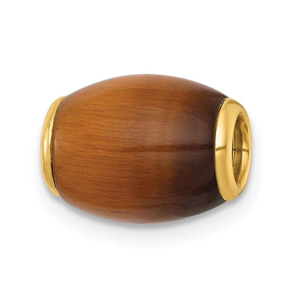 14K Gelbgold Poliert Tiger Auge Oval Perle Anhänger