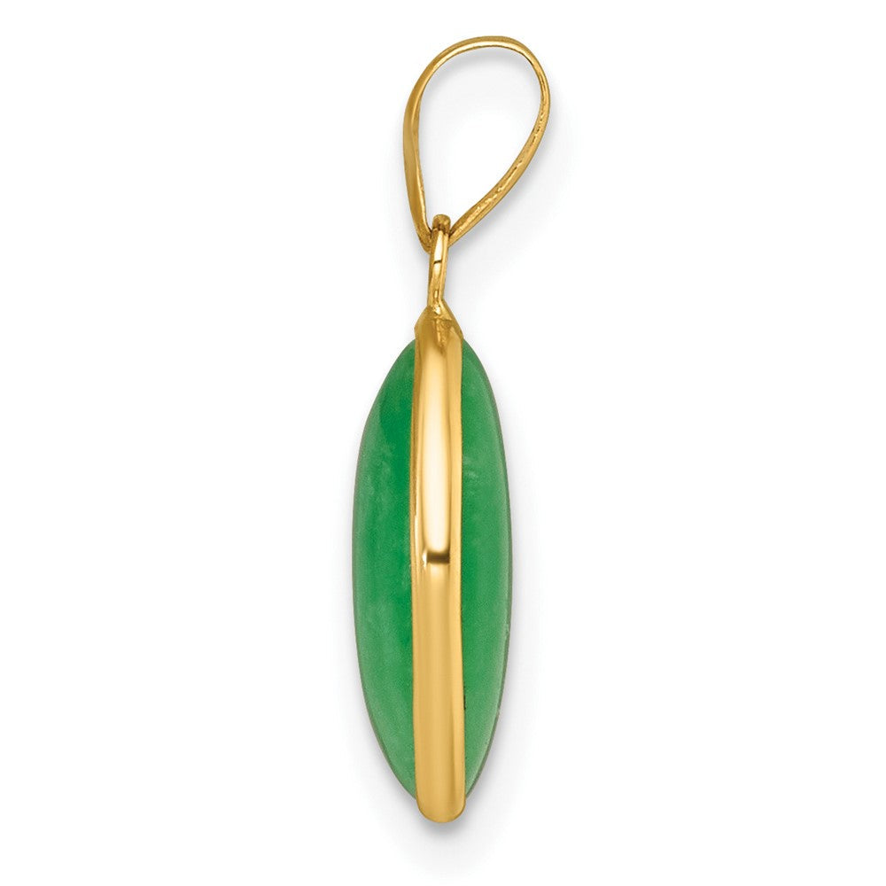 14K Gelbgold Poliert Jade Oval Anhänger