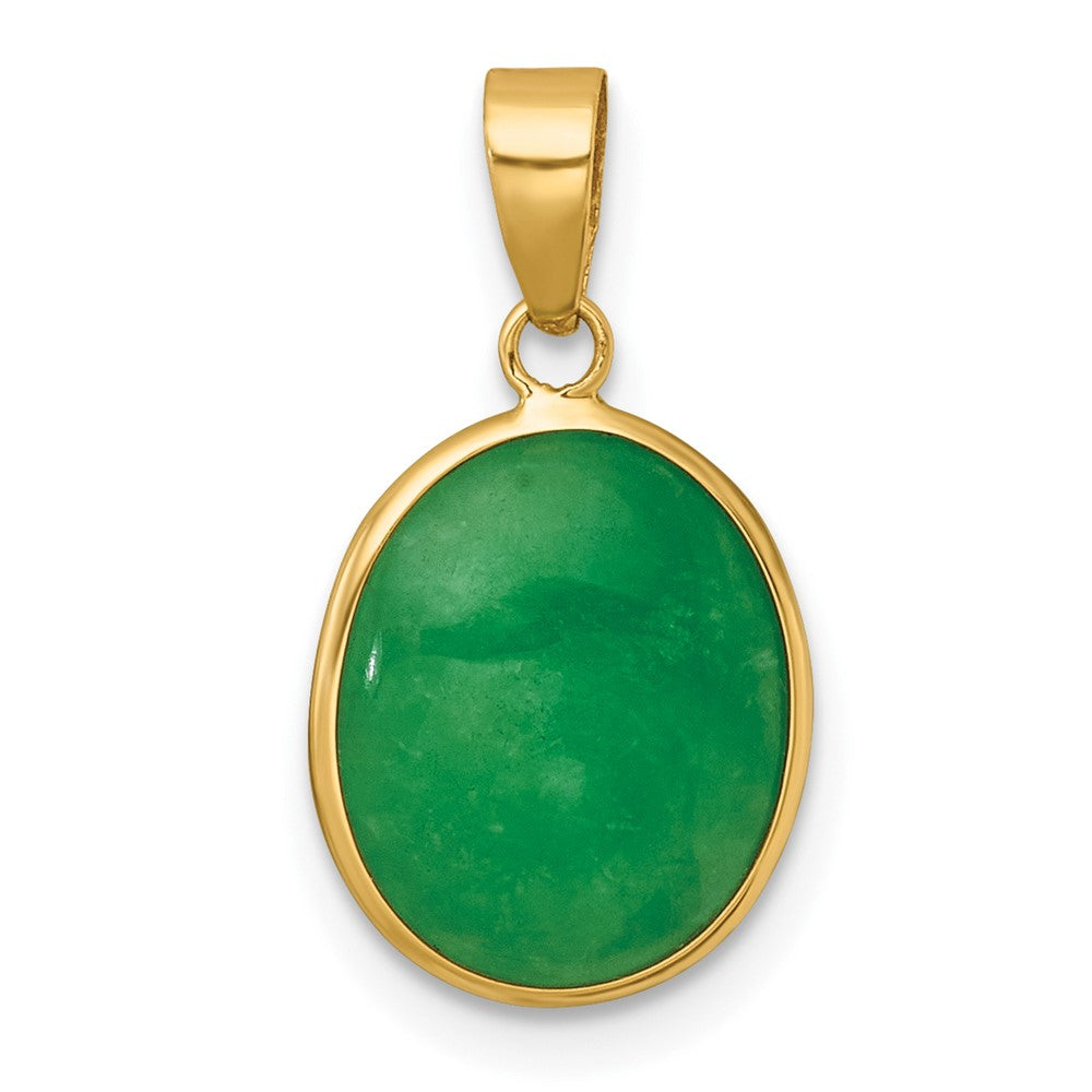 14K Gelbgold Poliert Jade Oval Anhänger