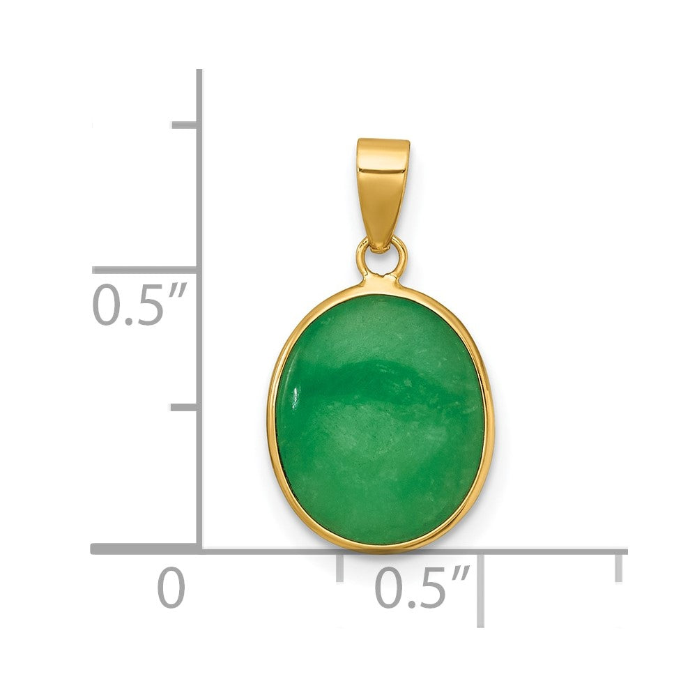 14K Gelbgold Poliert Jade Oval Anhänger