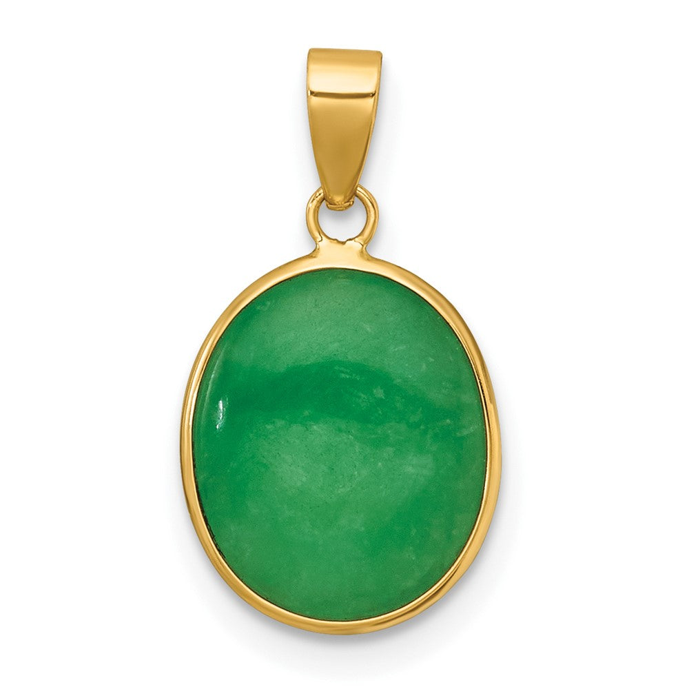 14K Gelbgold Poliert Jade Oval Anhänger