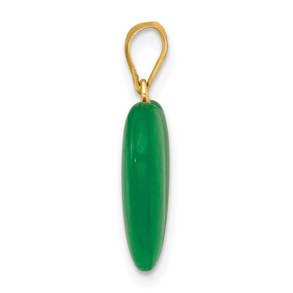 14K Gelbgold Poliert Jade Herz Anhänger