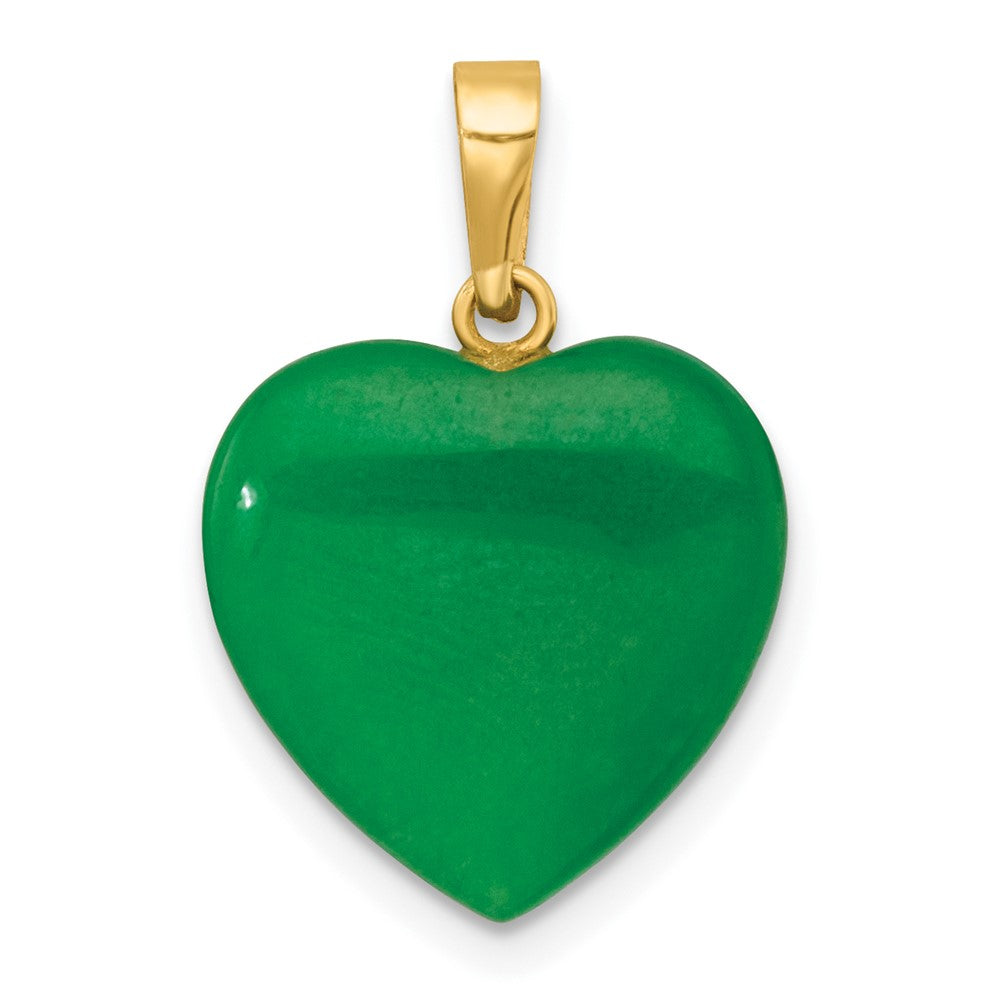 14K Gelbgold Poliert Jade Herz Anhänger