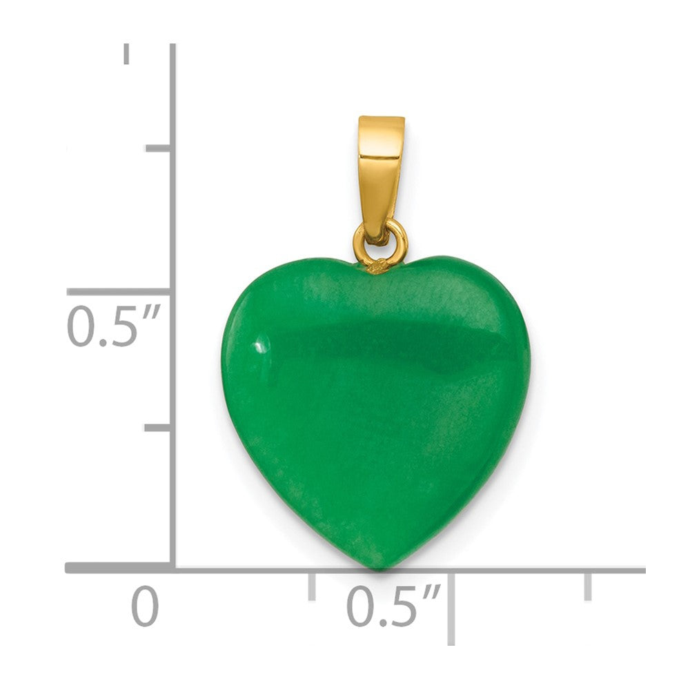 14K Gelbgold Poliert Jade Herz Anhänger