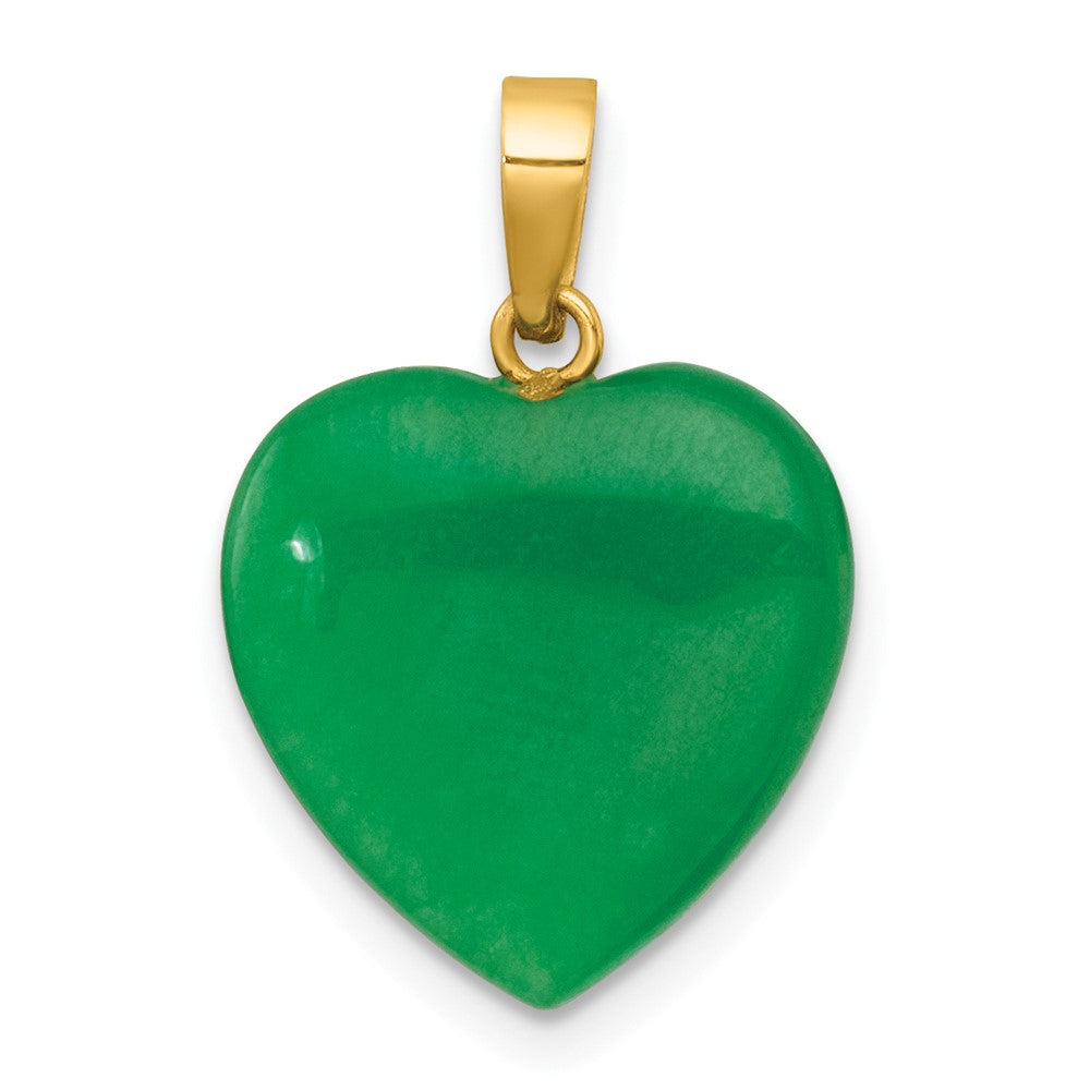 14K Gelbgold Poliert Jade Herz Anhänger