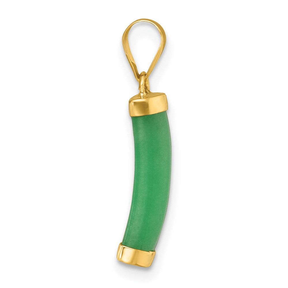 14K Gelbgold Poliert Jade Gewölbt Stab Anhänger