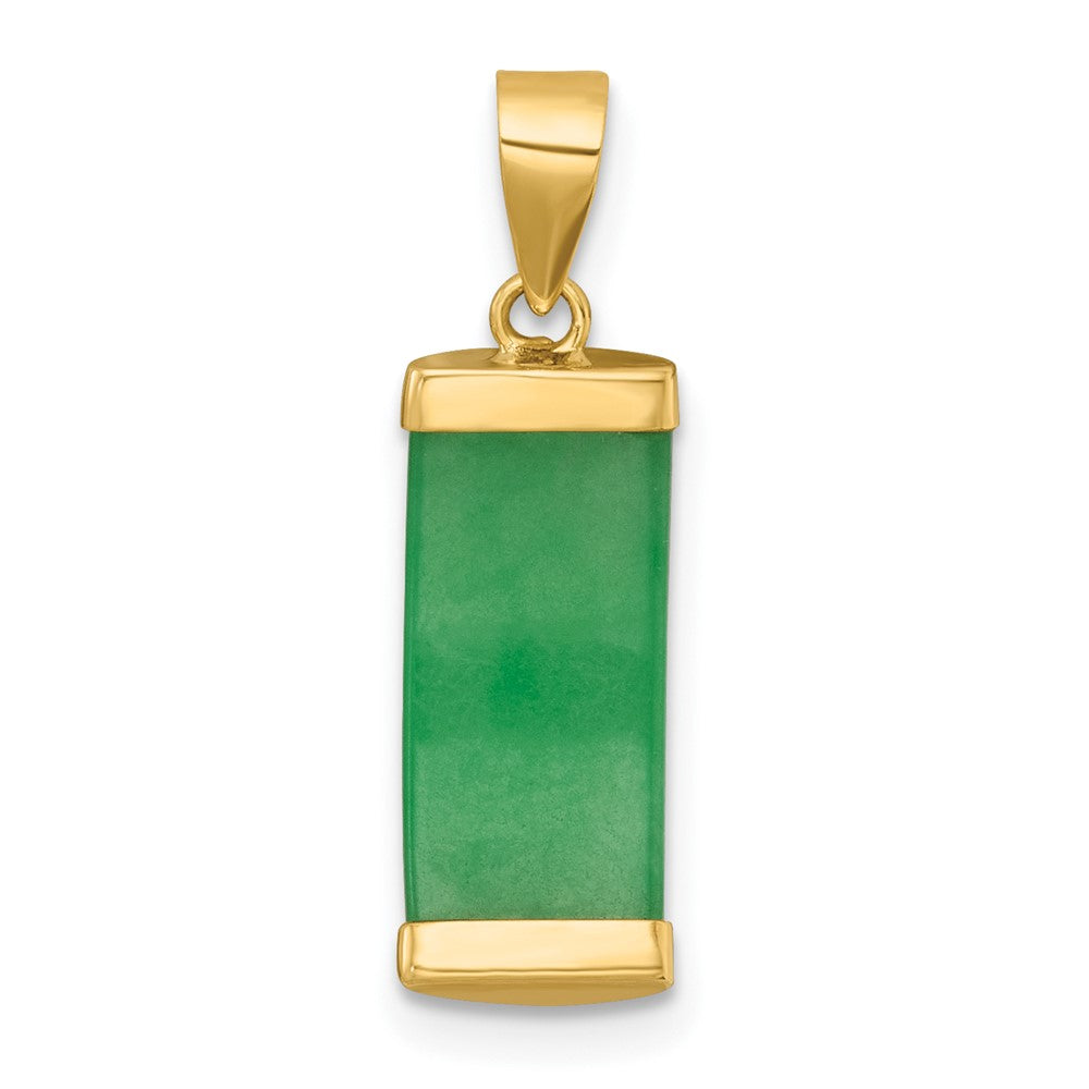 14K Gelbgold Poliert Jade Gewölbt Stab Anhänger