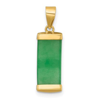14K Gelbgold Poliert Jade Gewölbt Stab Anhänger
