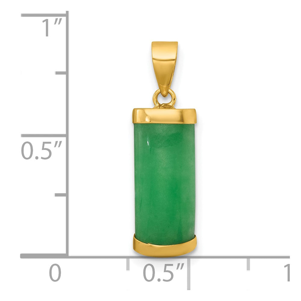 14K Gelbgold Poliert Jade Gewölbt Stab Anhänger