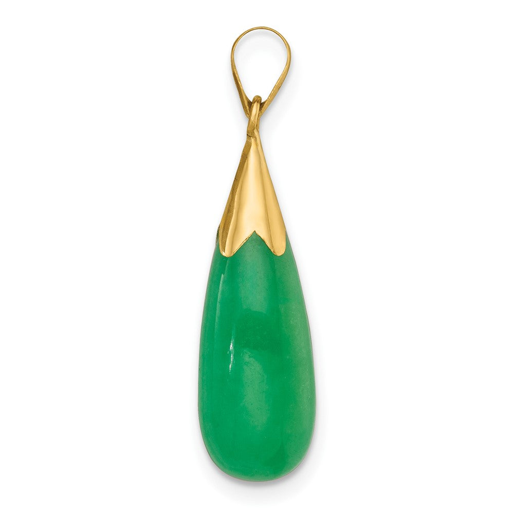 14K Gelbgold Poliert Jade Tropfen Anhänger