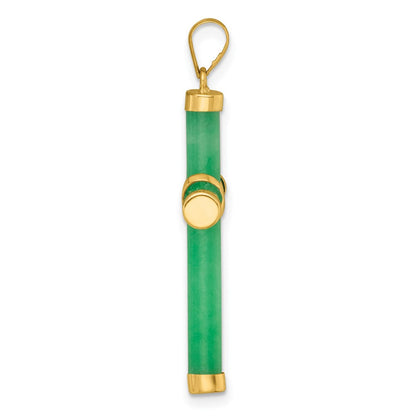 14K Gelbgold Poliert Jade X Kreuz Anhänger