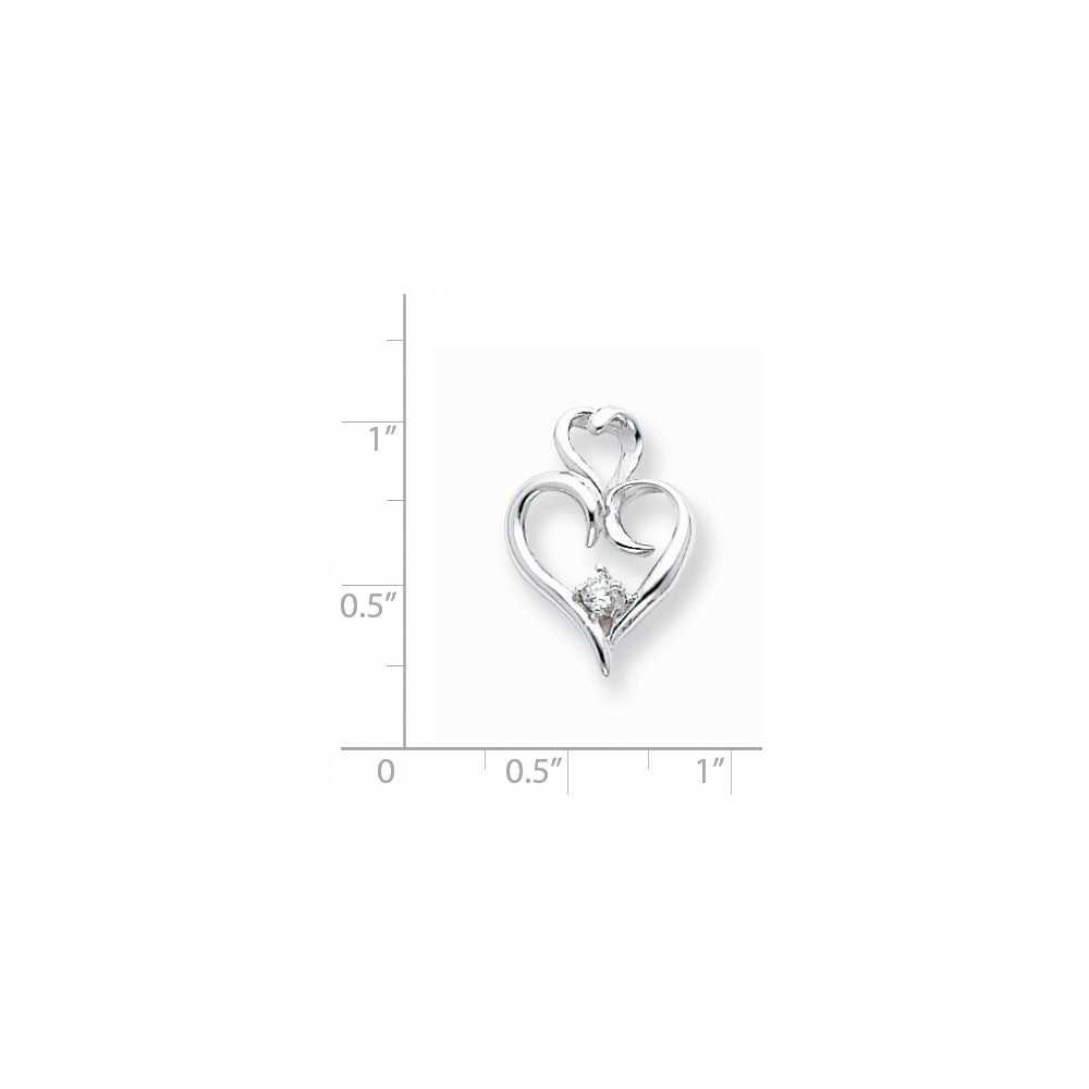 14K Weißgold AAA-Diamant-Herzanhänger